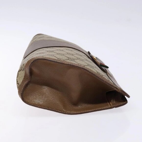 GUCCI GG Supreme Web Sherry Line Clutch Bag PVC Beige Gold 89 01 033 Auth 139749 - Picture 6 of 16